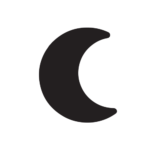 A black inked image of a crescent moon.