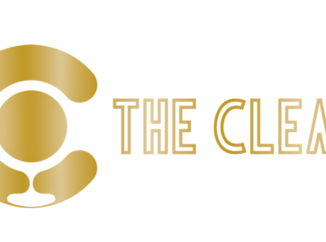 A gold logo of the letter C for The Clear. Next to the C, in a gold outline, the text reads The Clear.