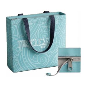 The Clear EFX teal tote bag with zip pouch