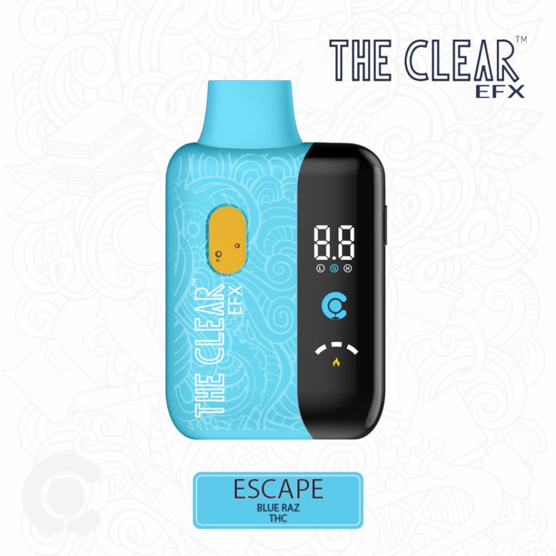 The Clear EFX Escape 1g all-in-one THC vape, Blue Raz flavor