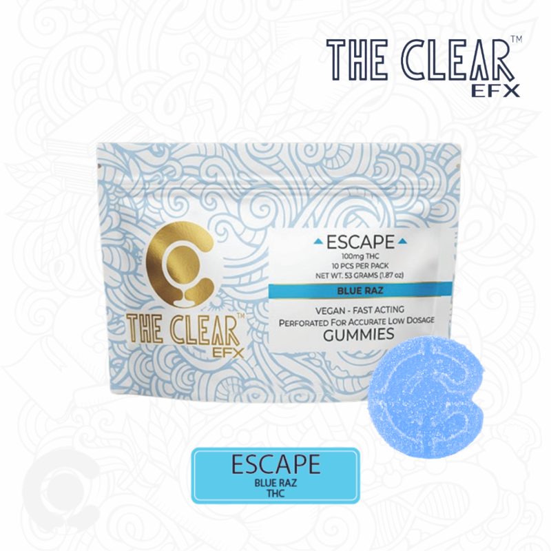 The Clear EFX Escape THC gummies, Blue Raz flavor