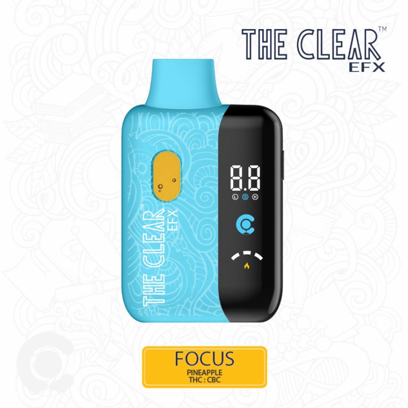 The Clear EFX Focus 1g all-in-one THC CBC vape, Pineapple flavor