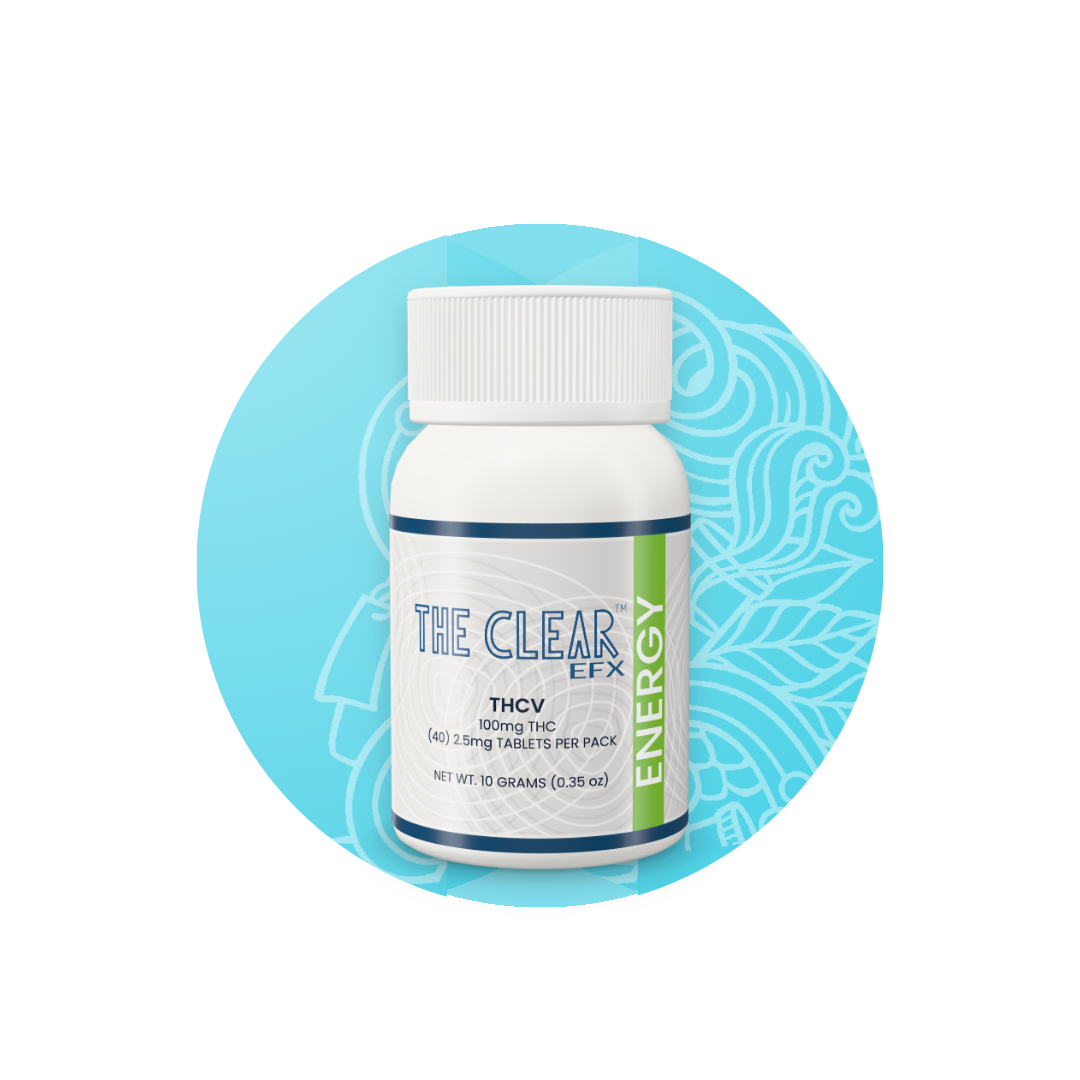 The Clear EFX Energy low-dose THC tablets bottle
