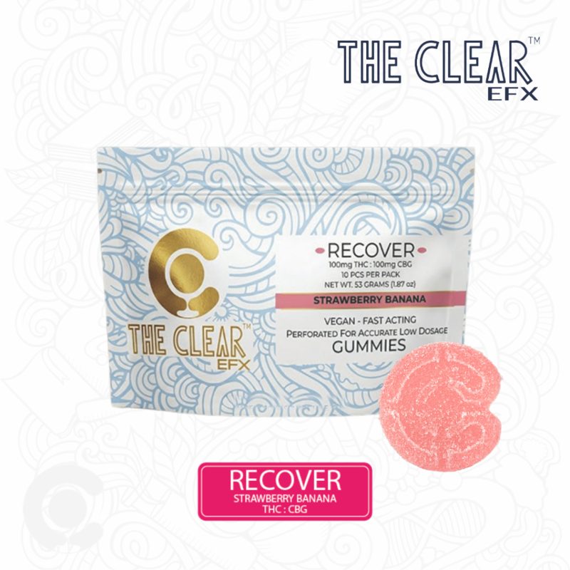 The Clear EFX Recover THC CBG gummies, Strawberry Banana flavor