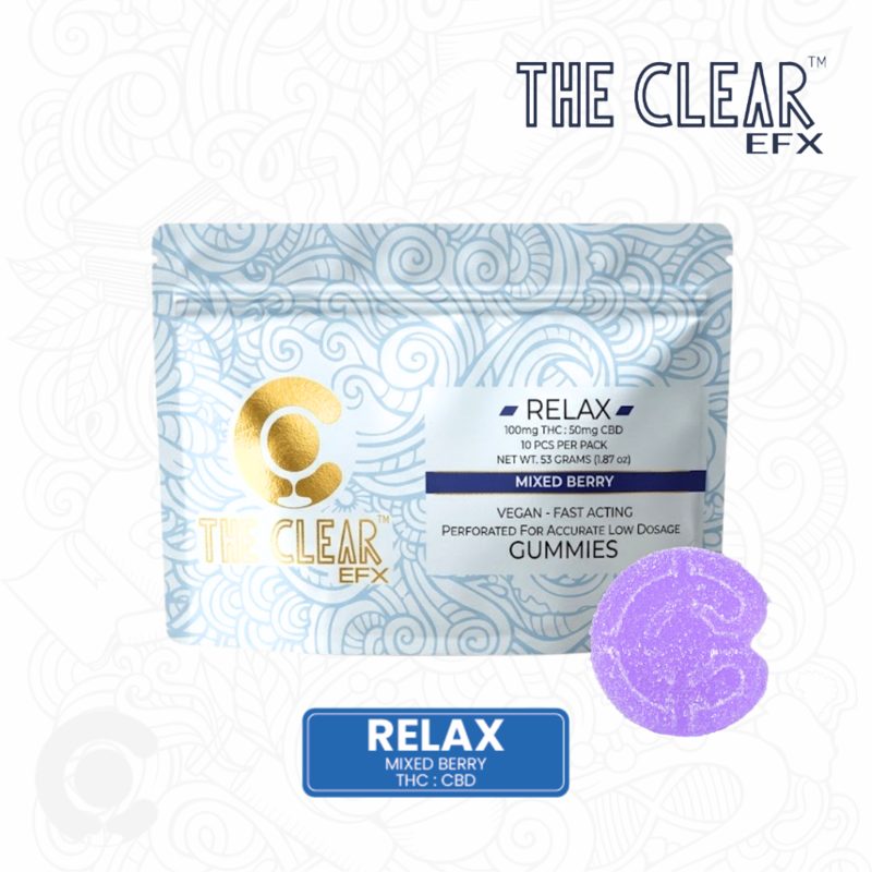 The Clear EFX Relax THC CBD gummies, Mixed Berry flavor