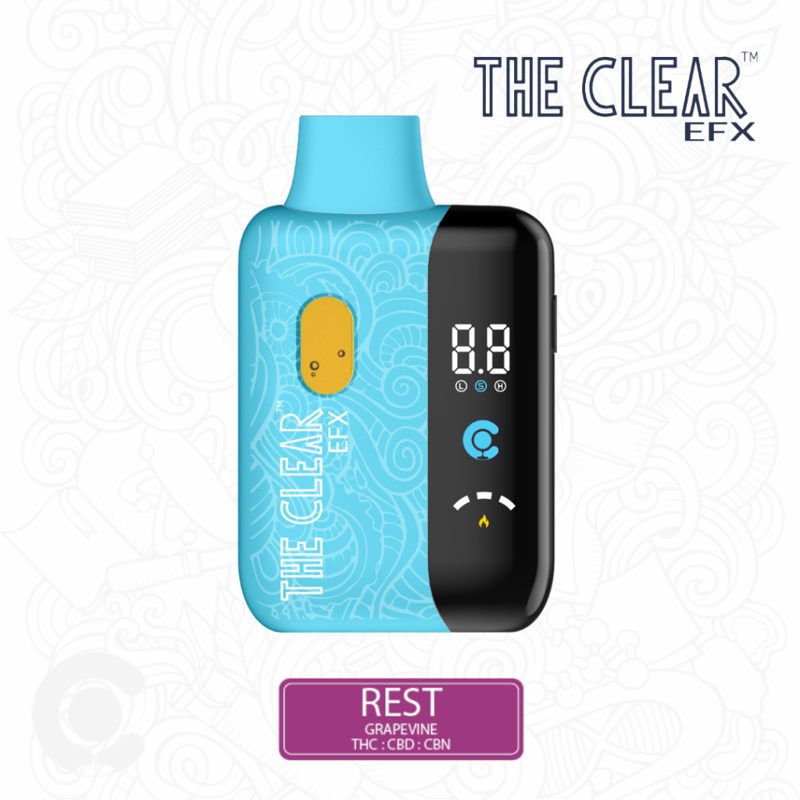 The Clear EFX Rest 1g all-in-one THC vape, Grapevine flavor, THC CBD CBN