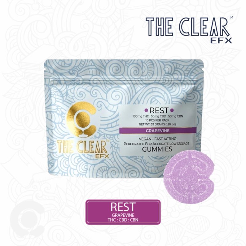 The Clear EFX Rest CBN gummies, Grapevine flavor, 10 piece pack